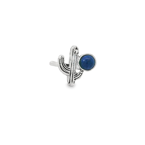 Sterling silver cactus ring with lapis stone