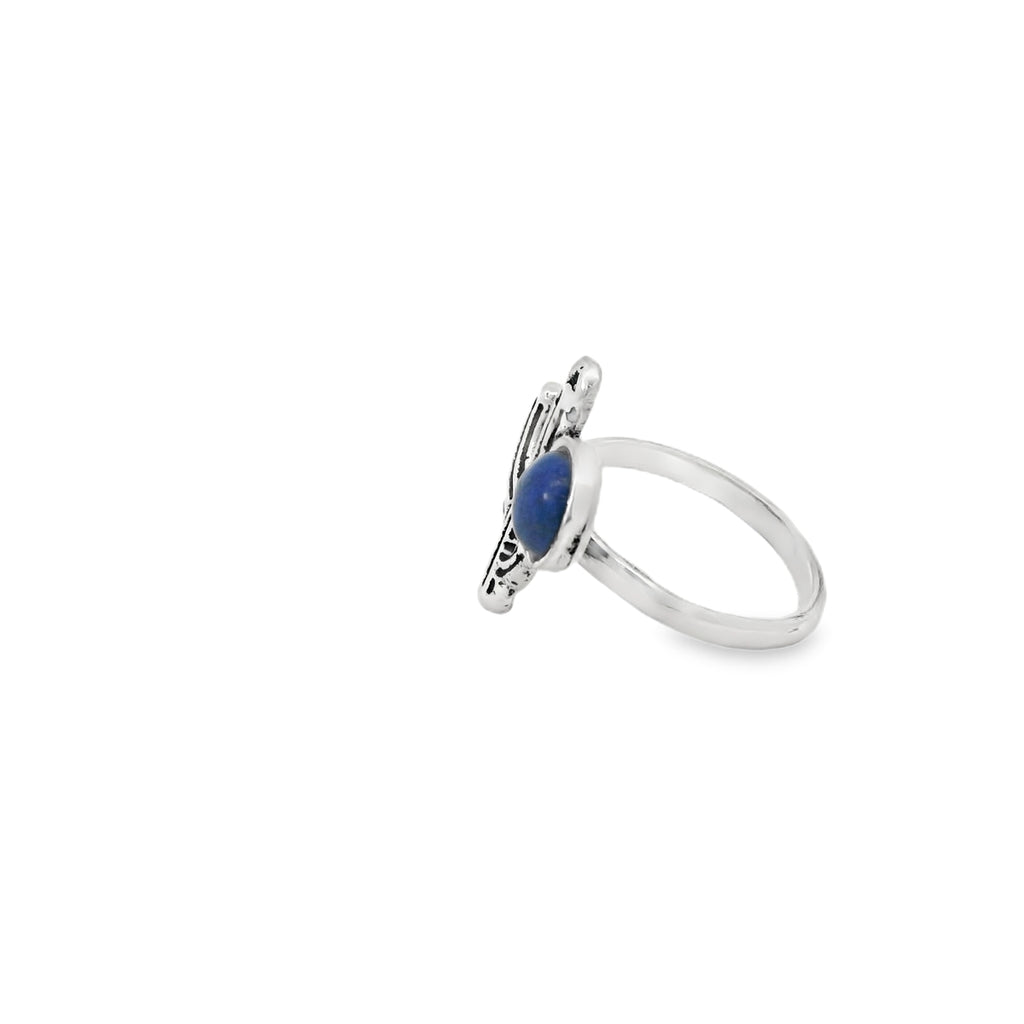 Sterling silver cactus ring with lapis stone