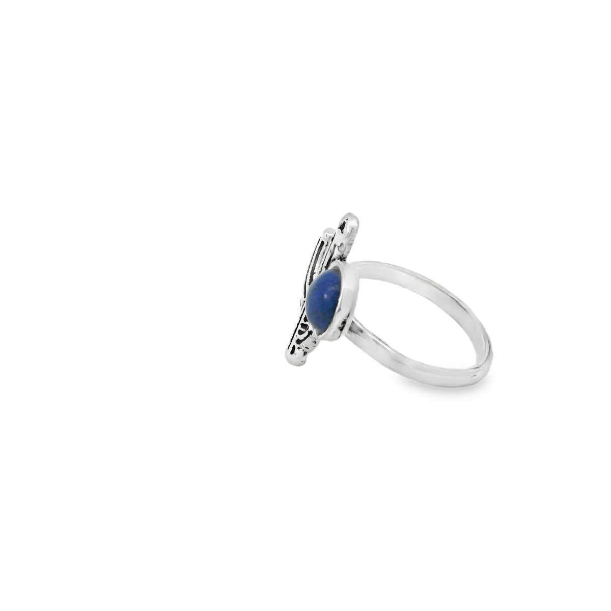 Sterling silver cactus ring with lapis stone