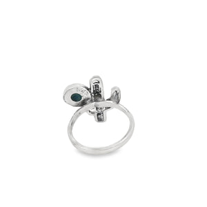 Sterling silver cactus ring with lapis stone