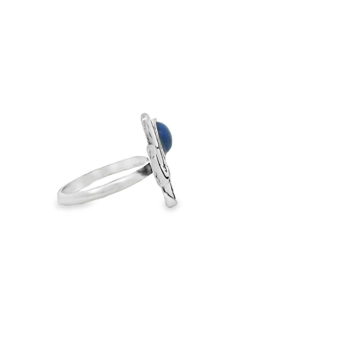 Sterling silver cactus ring with lapis stone
