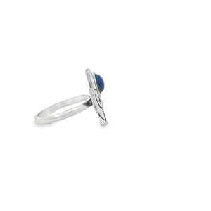 Sterling silver cactus ring with lapis stone