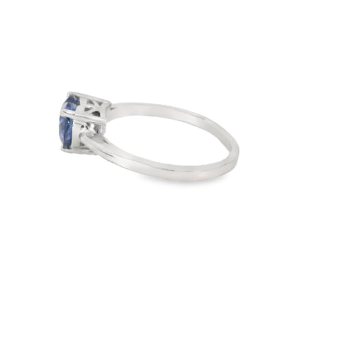 8x8mm Tanzanite Cubic Zirconia Heart Sterling Silver Ring