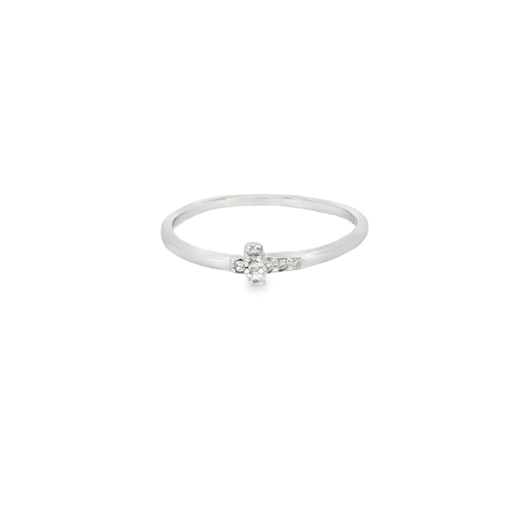 Cross Cubic Zirconia Sterling Silver Ring