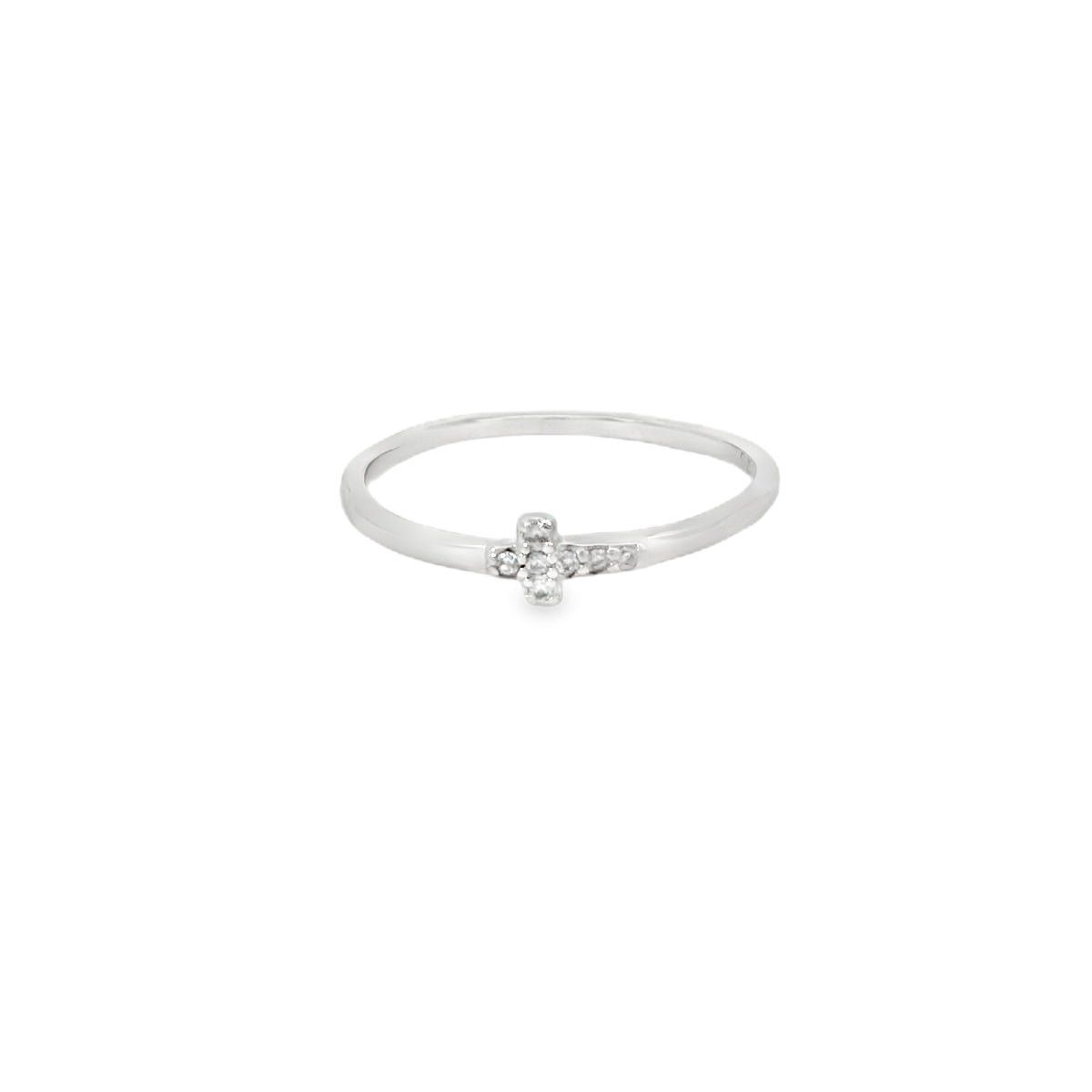 Cross Cubic Zirconia Sterling Silver Ring