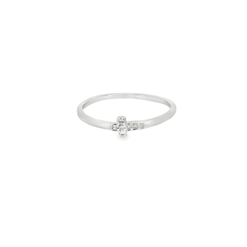 Cross Cubic Zirconia Sterling Silver Ring