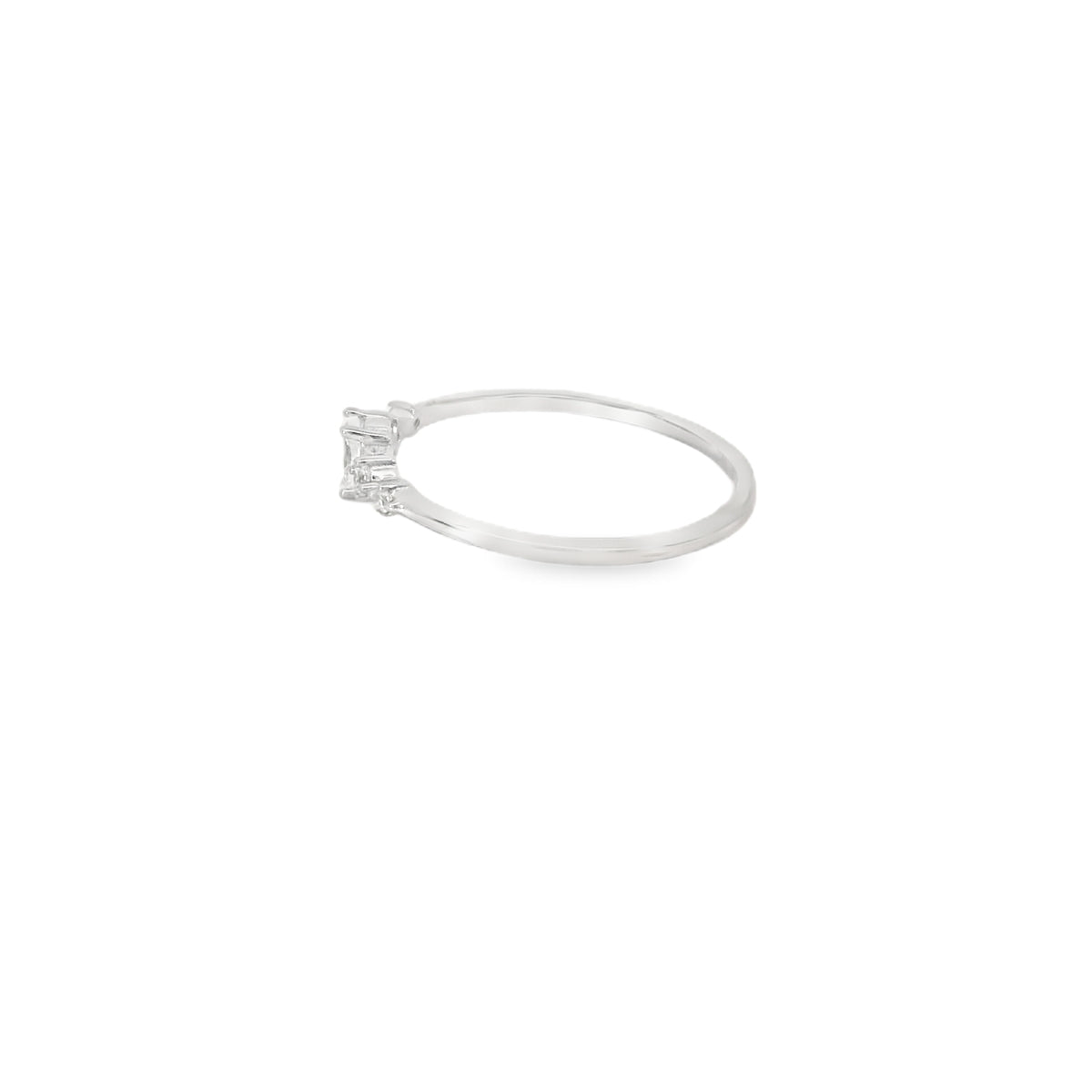 Solitaire Band Cubic Zirconia Sterling Silver Ring