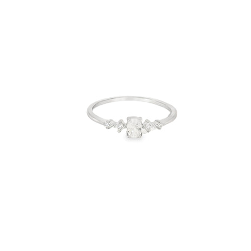 Solitaire Band Cubic Zirconia Sterling Silver Ring