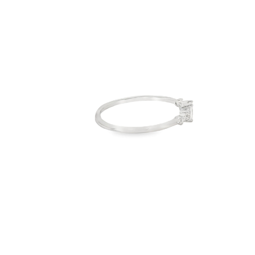 Solitaire Band Cubic Zirconia Sterling Silver Ring