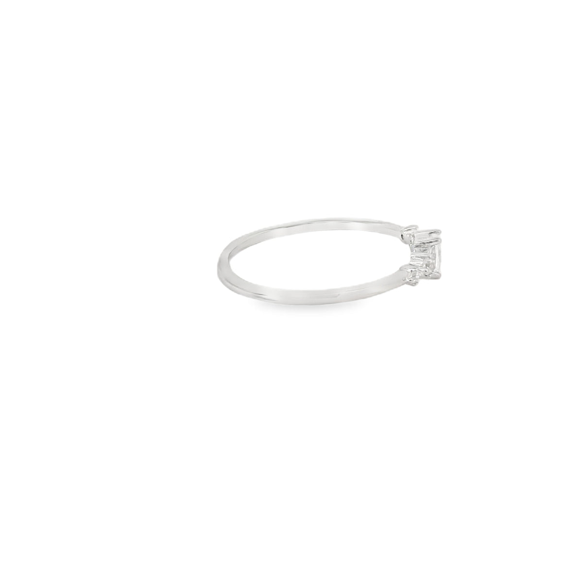 Solitaire Band Cubic Zirconia Sterling Silver Ring