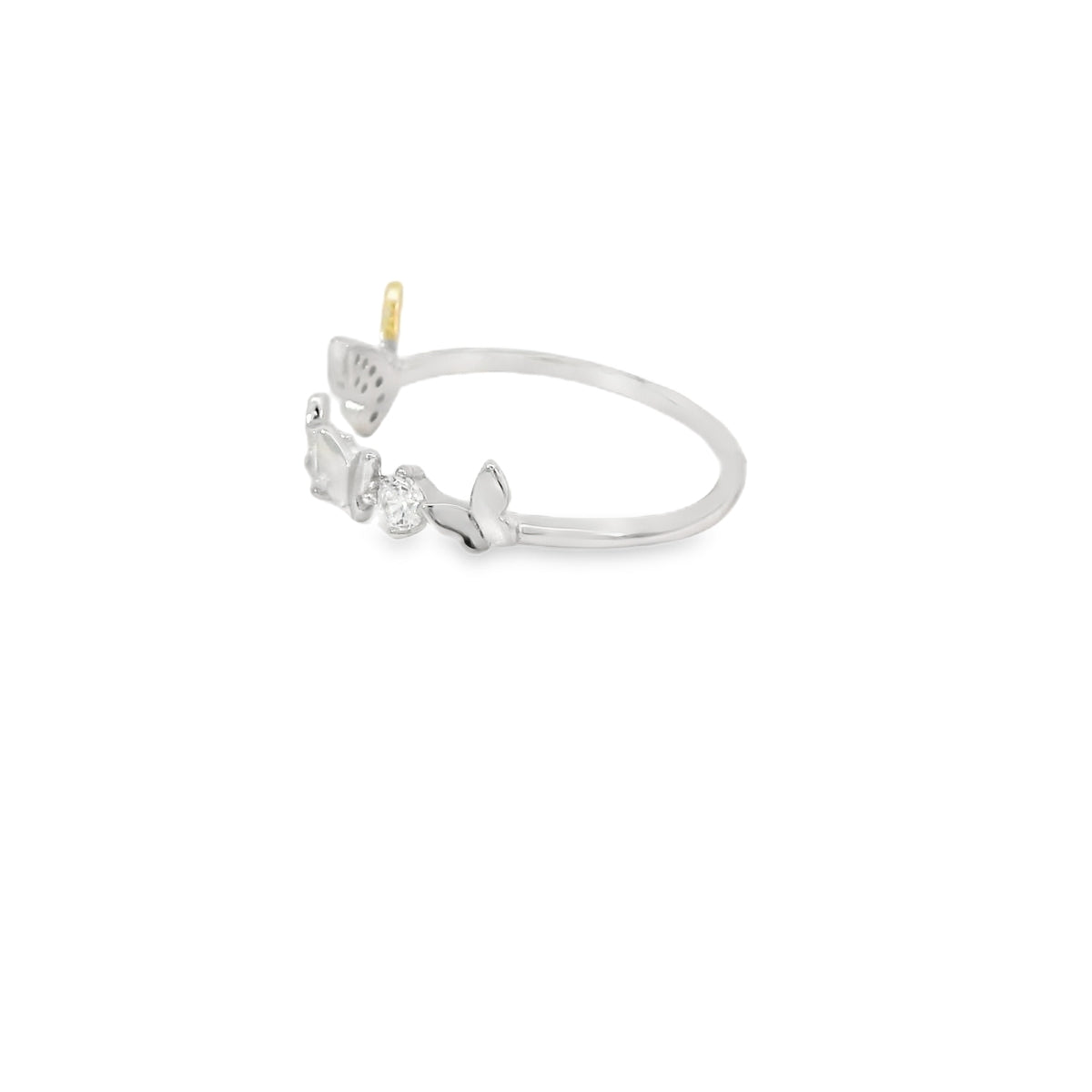 Butterfly Cubic Zirconia Sterling Silver Ring Adjustable