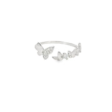 Load image into Gallery viewer, Butterfly Cubic Zirconia Sterling Silver Ring Adjustable