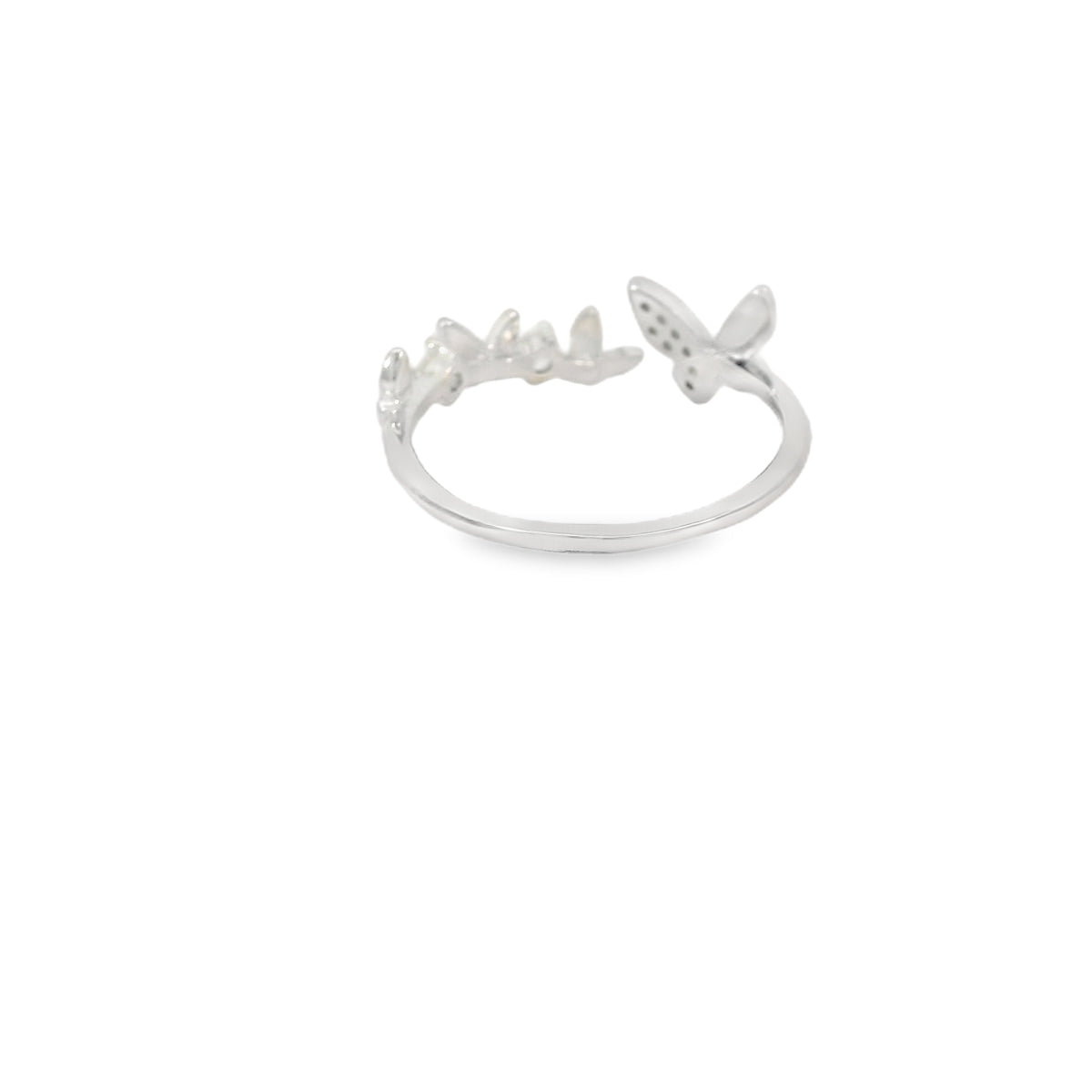 Butterfly Cubic Zirconia Sterling Silver Ring Adjustable