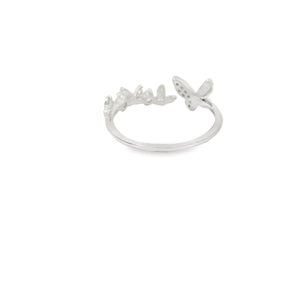 Butterfly Cubic Zirconia Sterling Silver Ring Adjustable