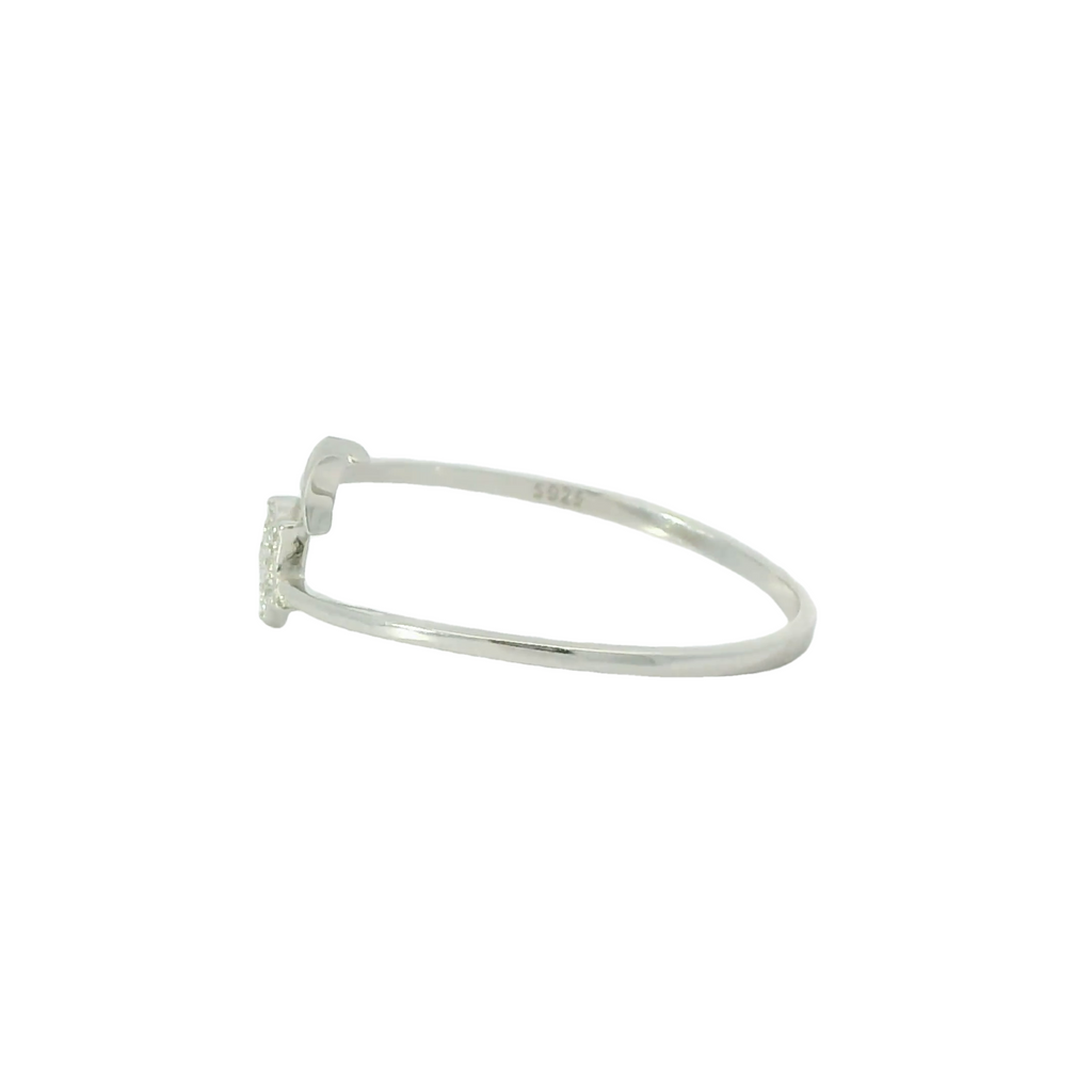 Sterling silver adjustable ring with cubic zirconia (Moon & Star)