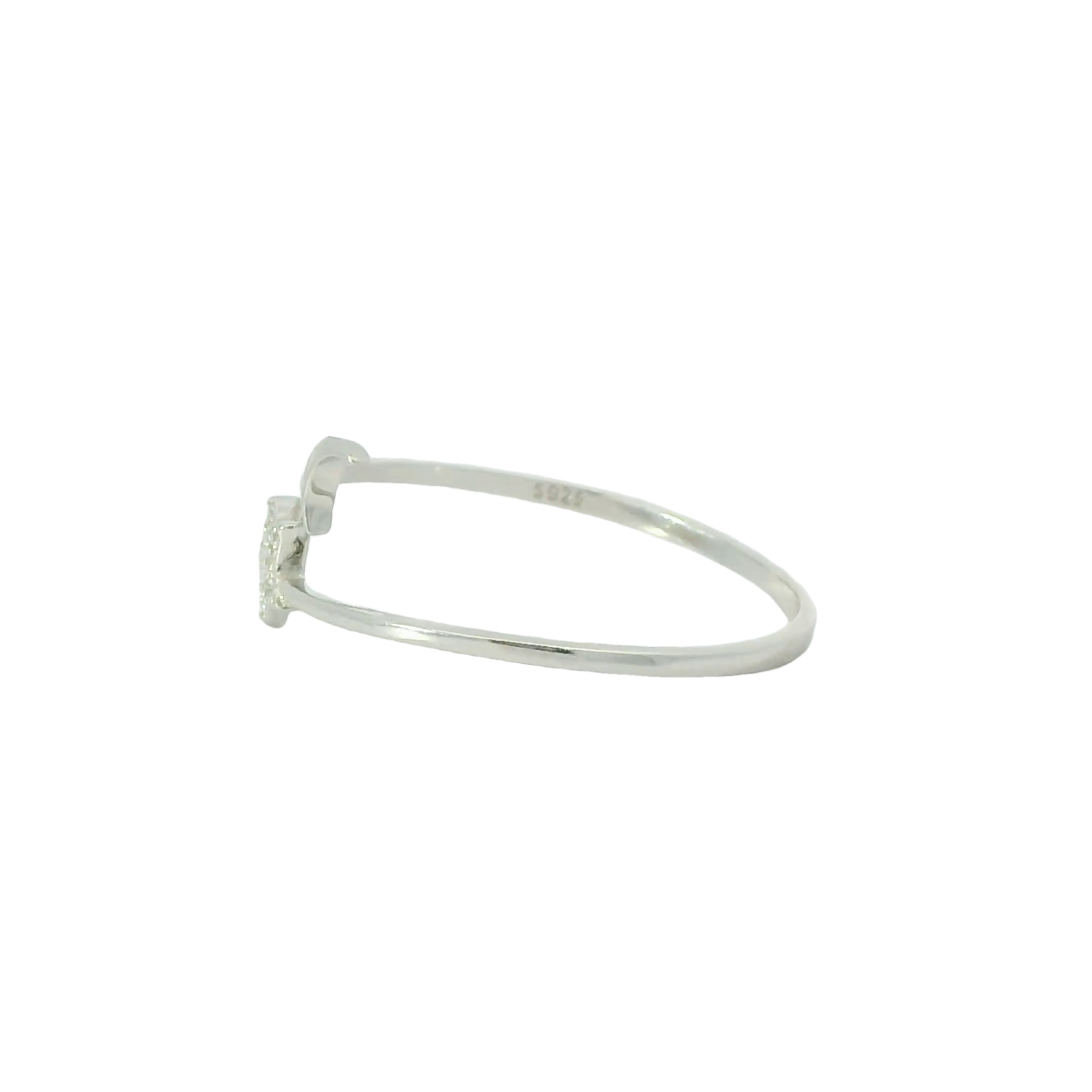 Sterling silver adjustable ring with cubic zirconia (Moon & Star)