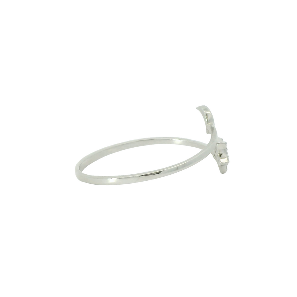 Sterling silver adjustable ring with cubic zirconia (Moon & Star)
