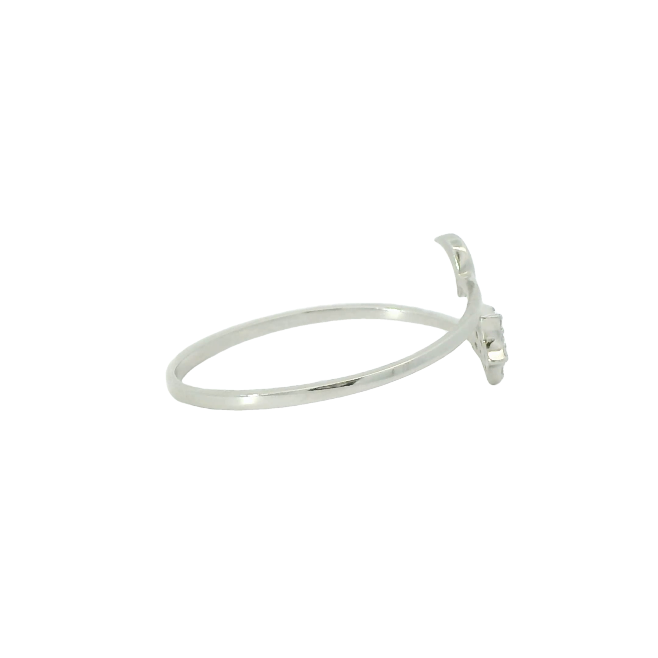 Sterling silver adjustable ring with cubic zirconia (Moon & Star)
