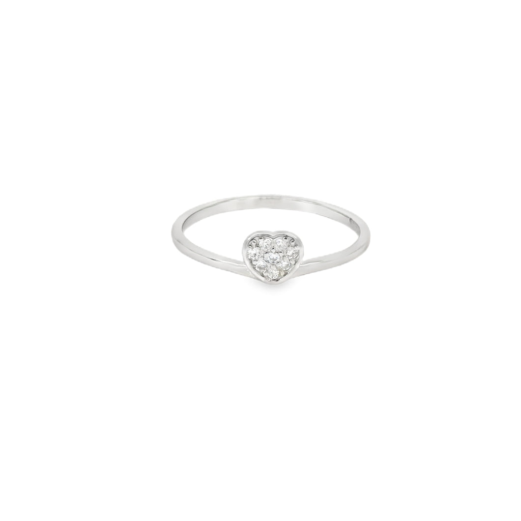 Cubic Zirconia Heart Sterling Silver Ring