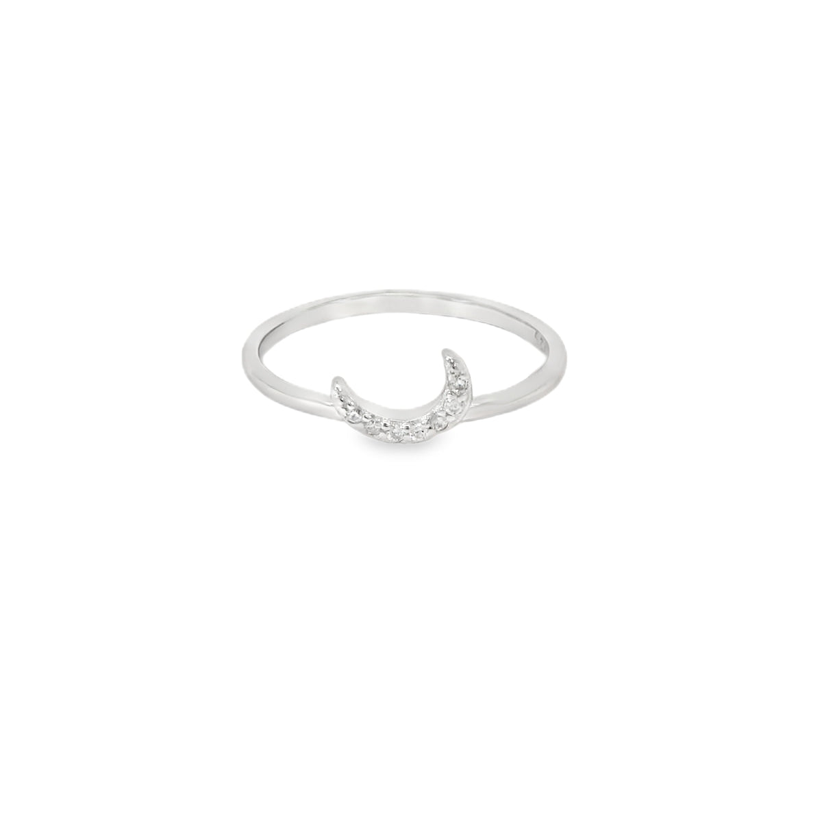 Cubic Zirconia Moon Sterling Silver Ring