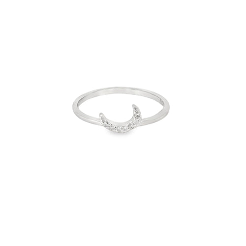 Cubic Zirconia Moon Sterling Silver Ring