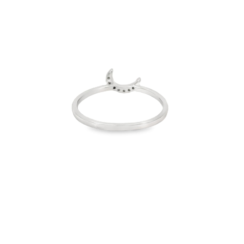 Cubic Zirconia Moon Sterling Silver Ring