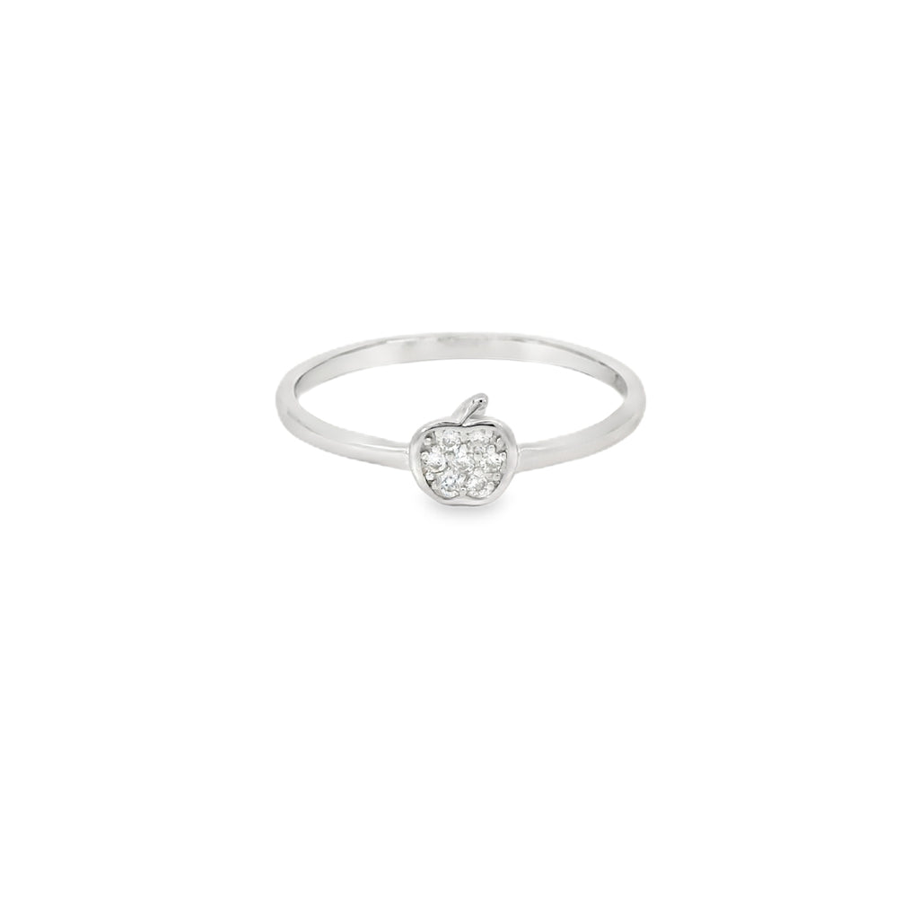 Cubic Zirconia Apple Sterling Silver Ring
