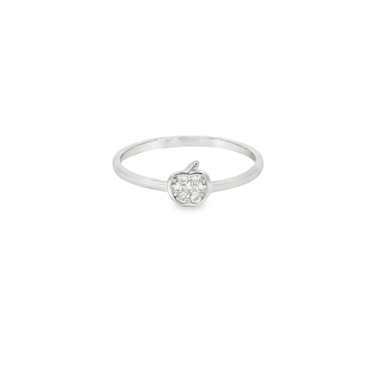 Cubic Zirconia Apple Sterling Silver Ring