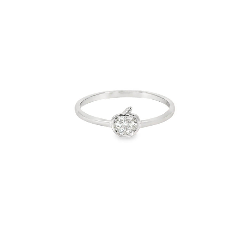 Cubic Zirconia Apple Sterling Silver Ring