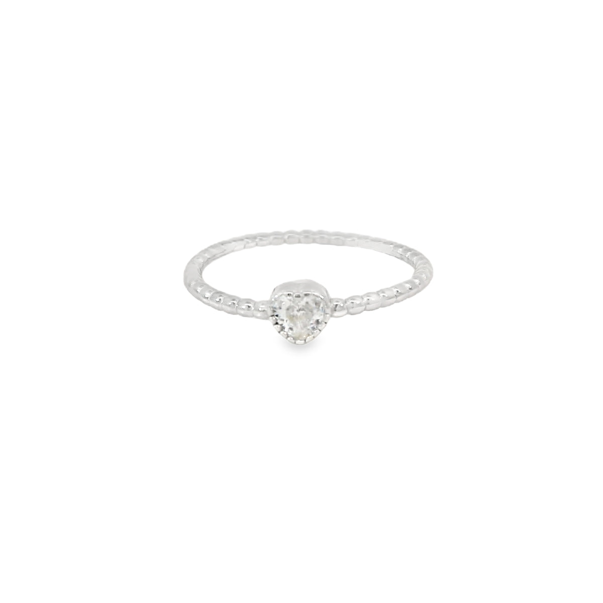 Cubic Zirconia Heart Sterling Silver Ring