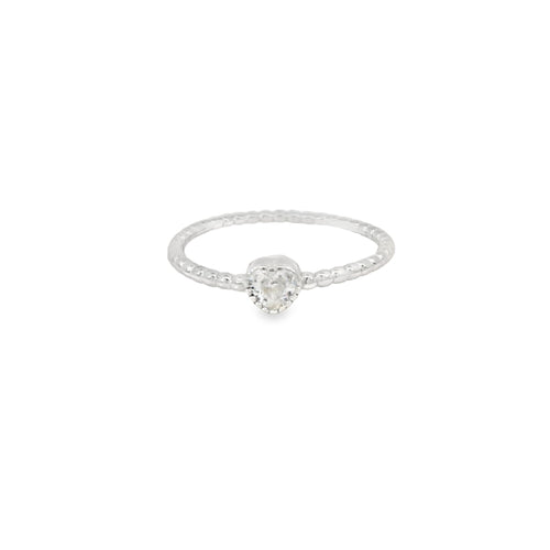 Cubic Zirconia Heart Sterling Silver Ring