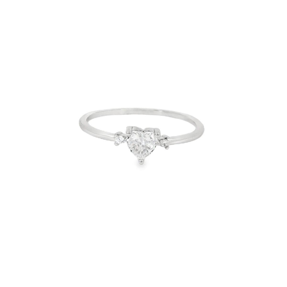 Cubic Zirconia Heart Sterling Silver Ring
