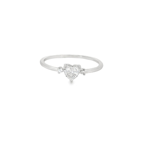 Cubic Zirconia Heart Sterling Silver Ring