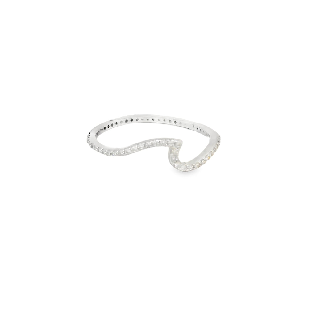 Cubic Zirconia Wave Sterling Silver Ring