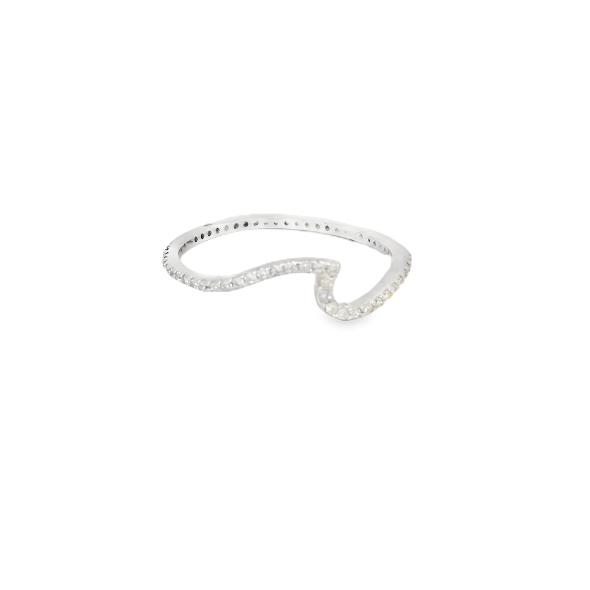 Cubic Zirconia Wave Sterling Silver Ring