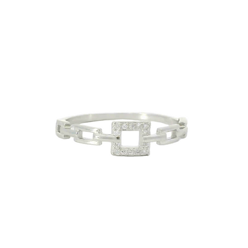 Sterling silver ring with cubic zirconia (Square)