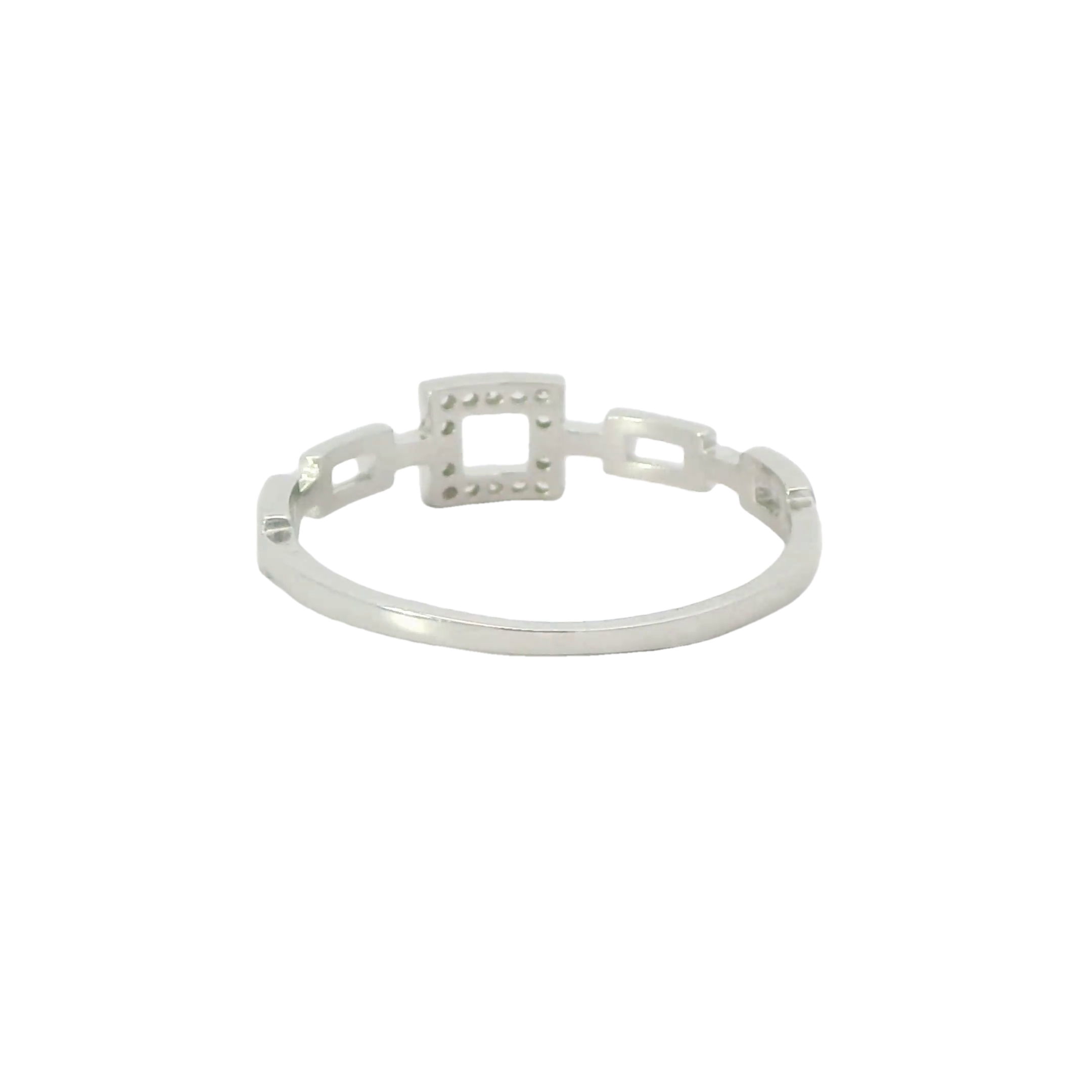 Sterling silver ring with cubic zirconia (Square)