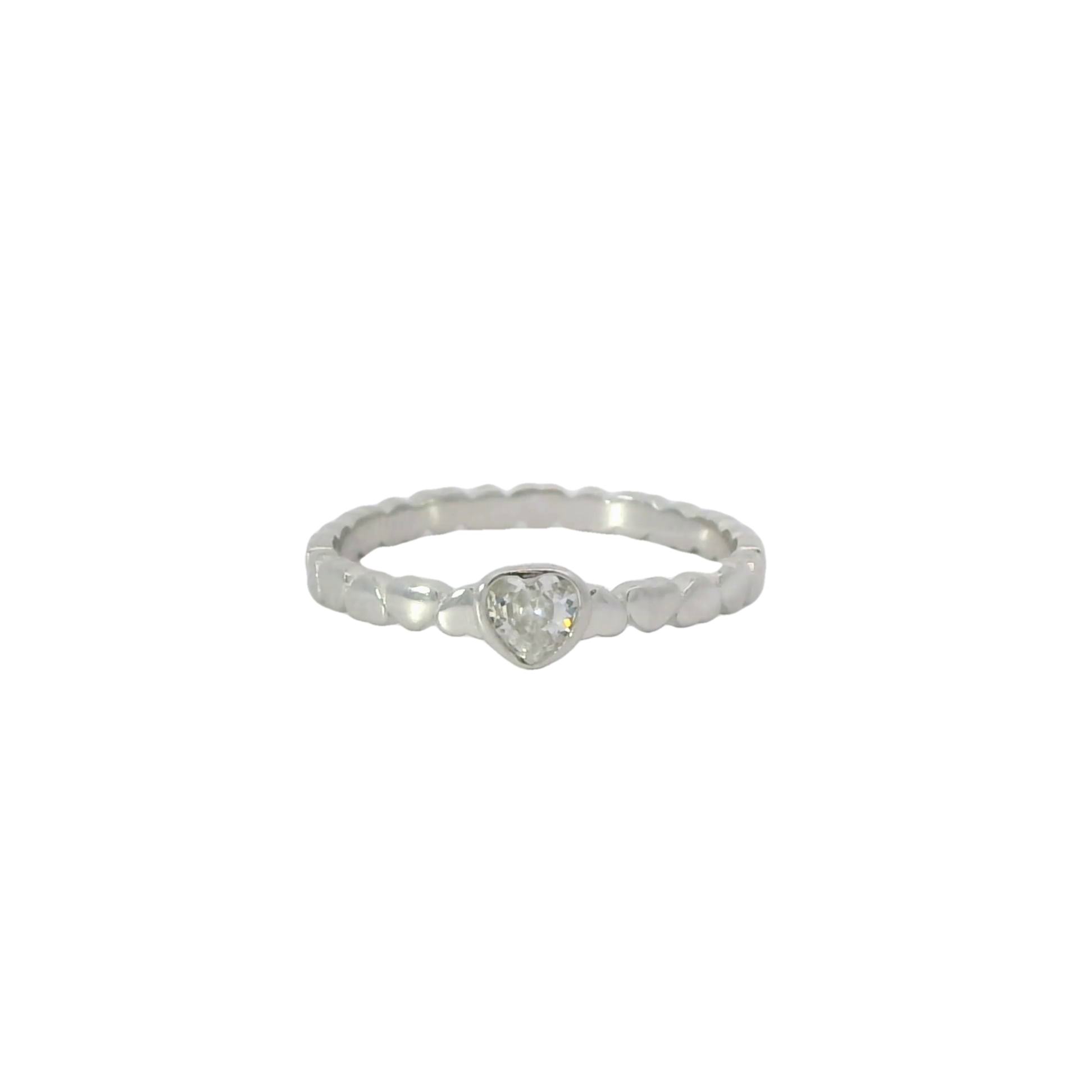 Sterling Silver ring with Cubic Zirconia heart ring