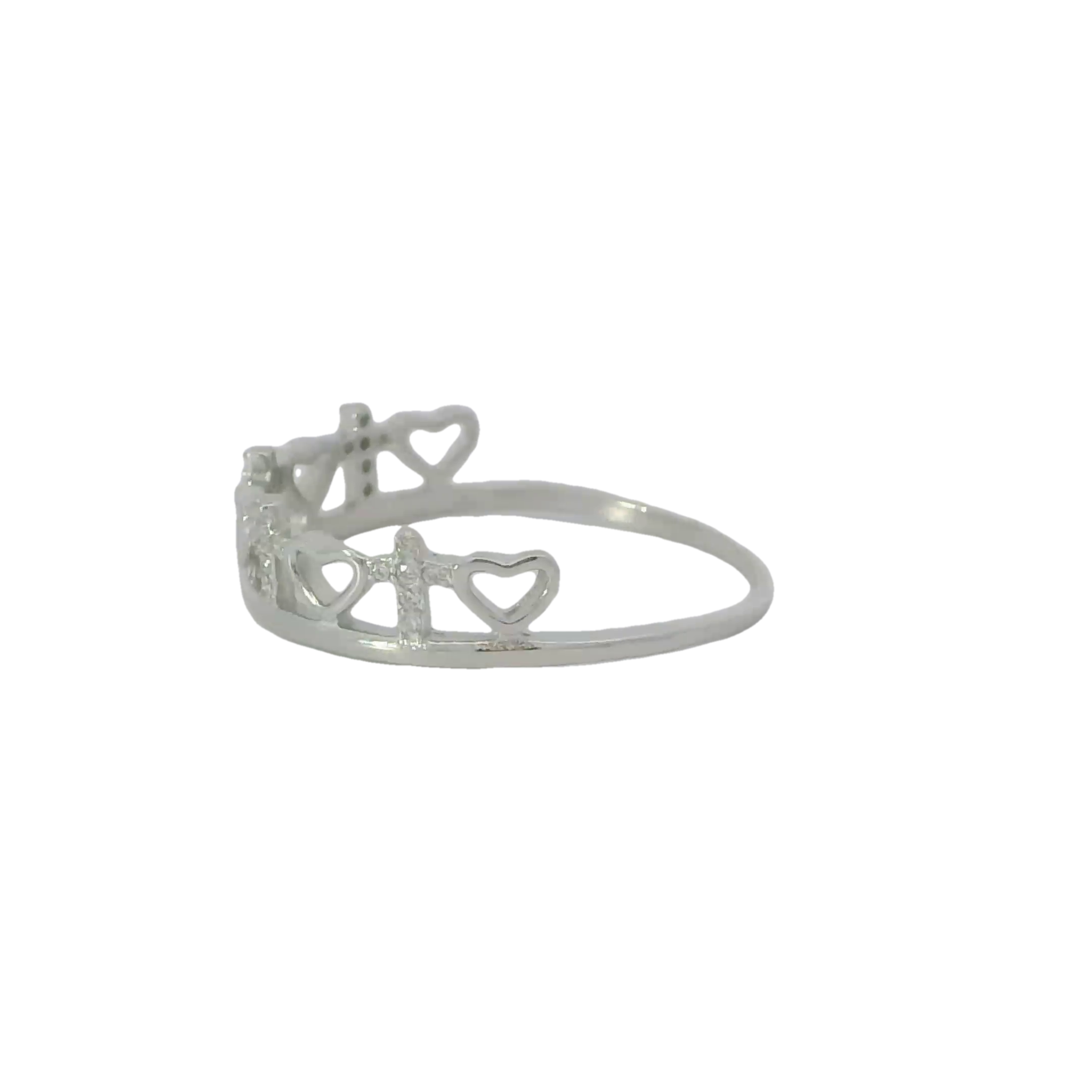 Sterling Silver ring with cubic zirconia (Hearts & Crosses)
