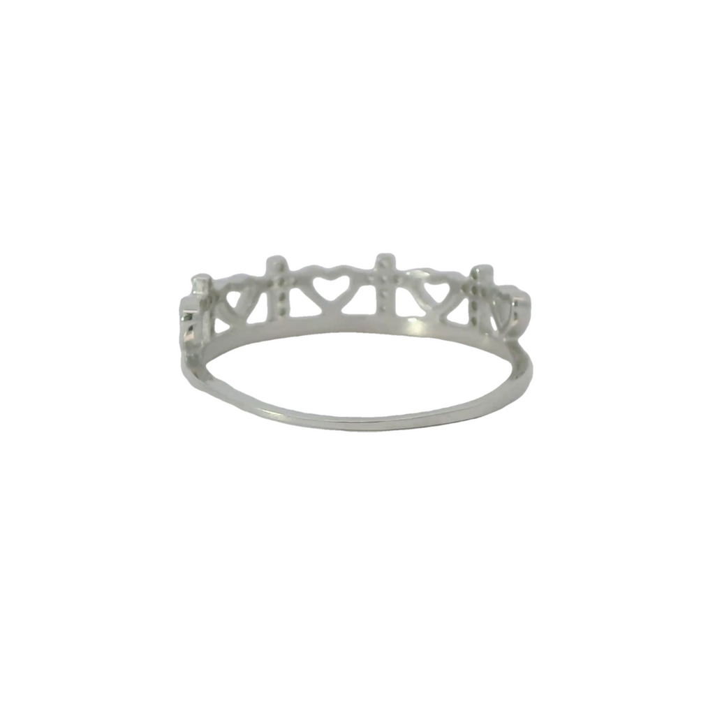 Sterling Silver ring with cubic zirconia (Hearts & Crosses)