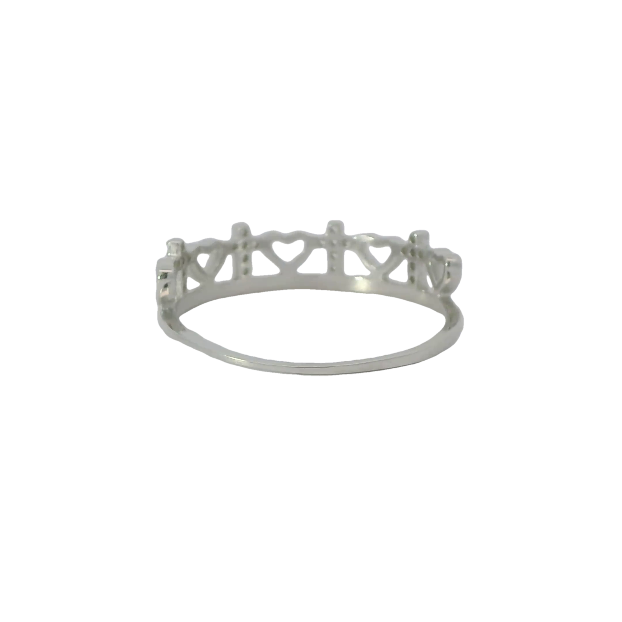 Sterling Silver ring with cubic zirconia (Hearts & Crosses)
