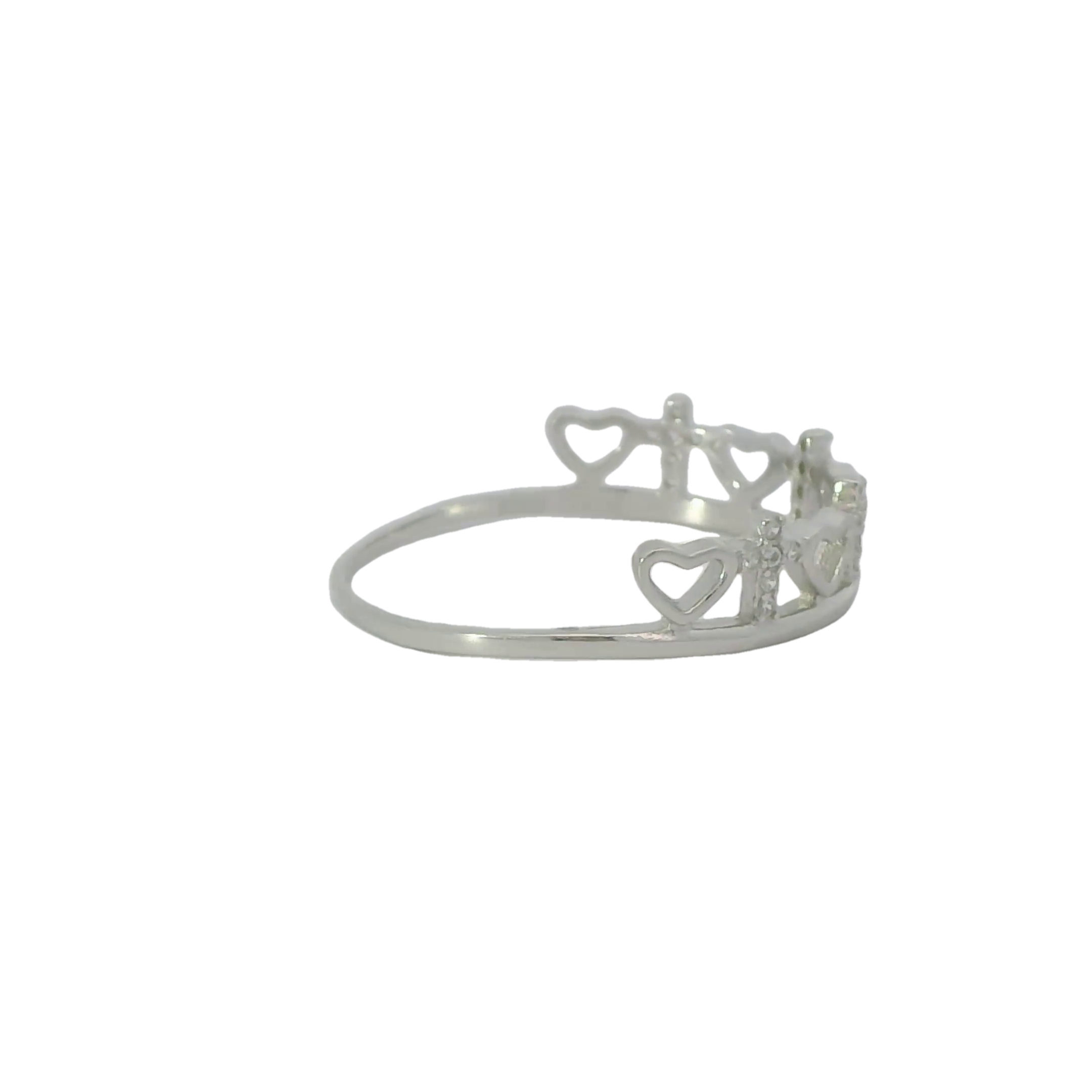 Sterling Silver ring with cubic zirconia (Hearts & Crosses)