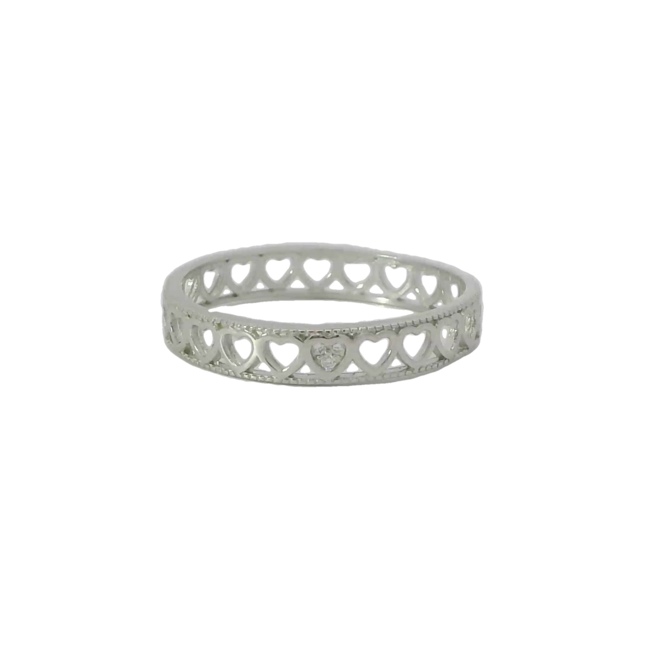 Sterling Silver ring with cubic zirconia (Hearts)