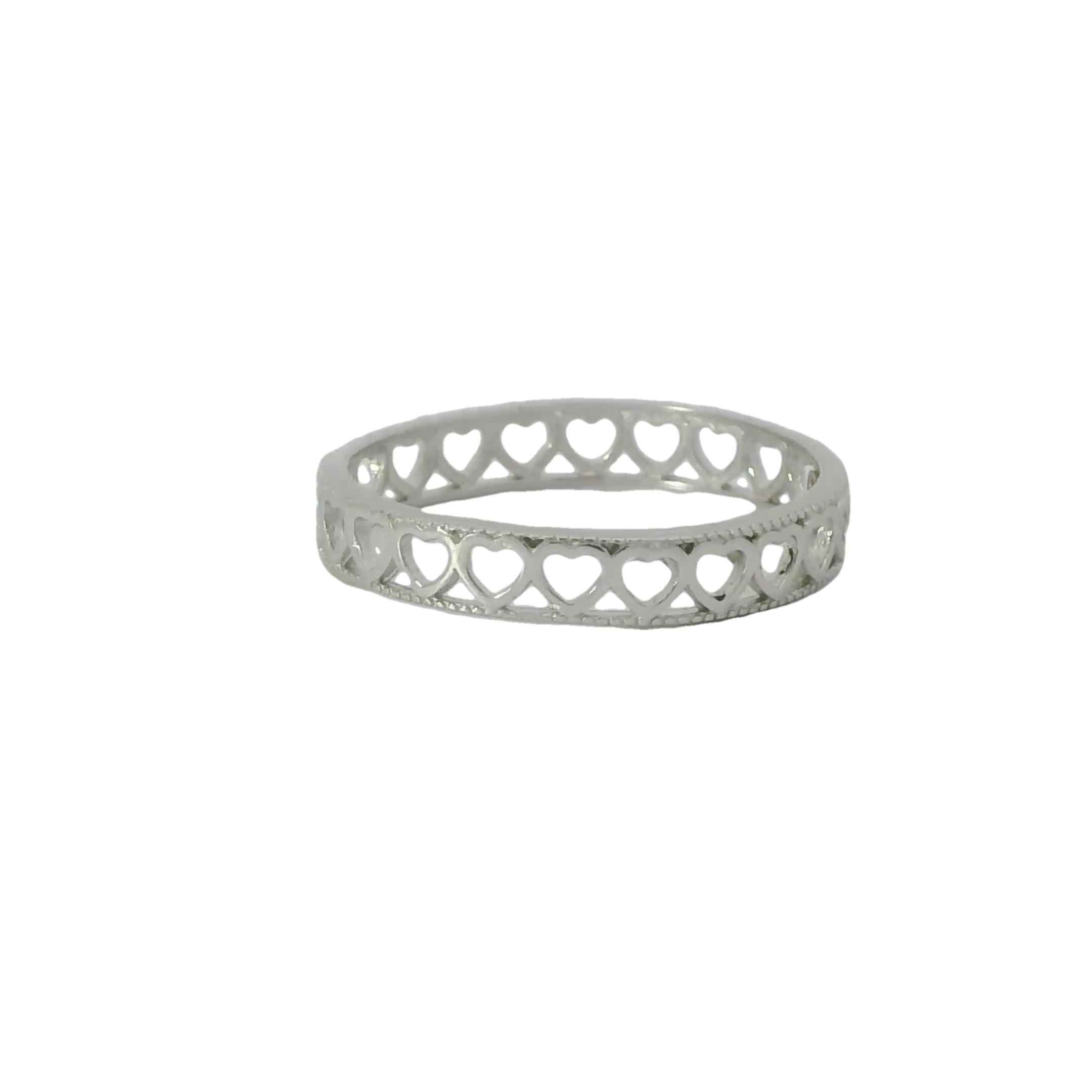 Sterling Silver ring with cubic zirconia (Hearts)