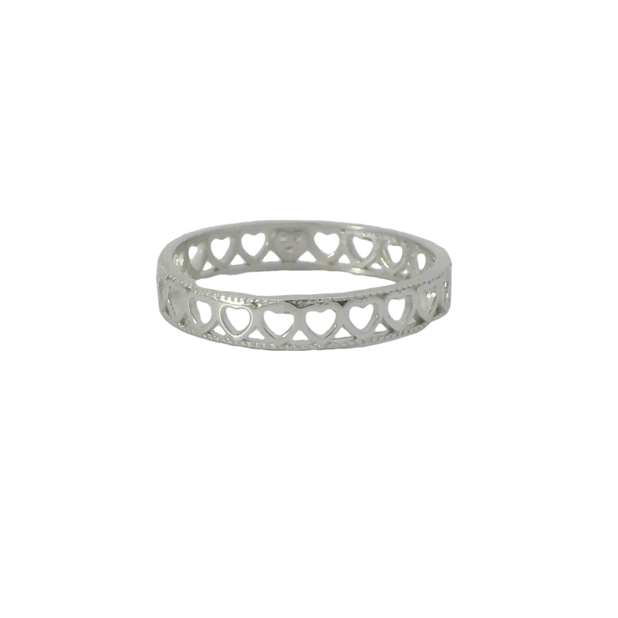 Sterling Silver ring with cubic zirconia (Hearts)