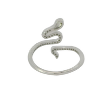 Load image into Gallery viewer, Sterling silver adjustable ring with cubic zirconia (Snake)