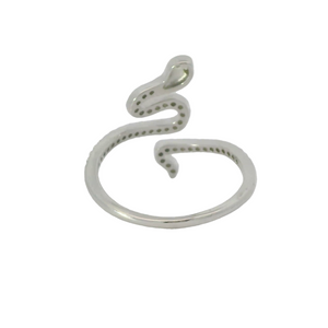 Sterling silver adjustable ring with cubic zirconia (Snake)