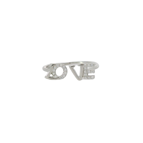 Sterling Silver Love with cubic zirconia adjustable ring