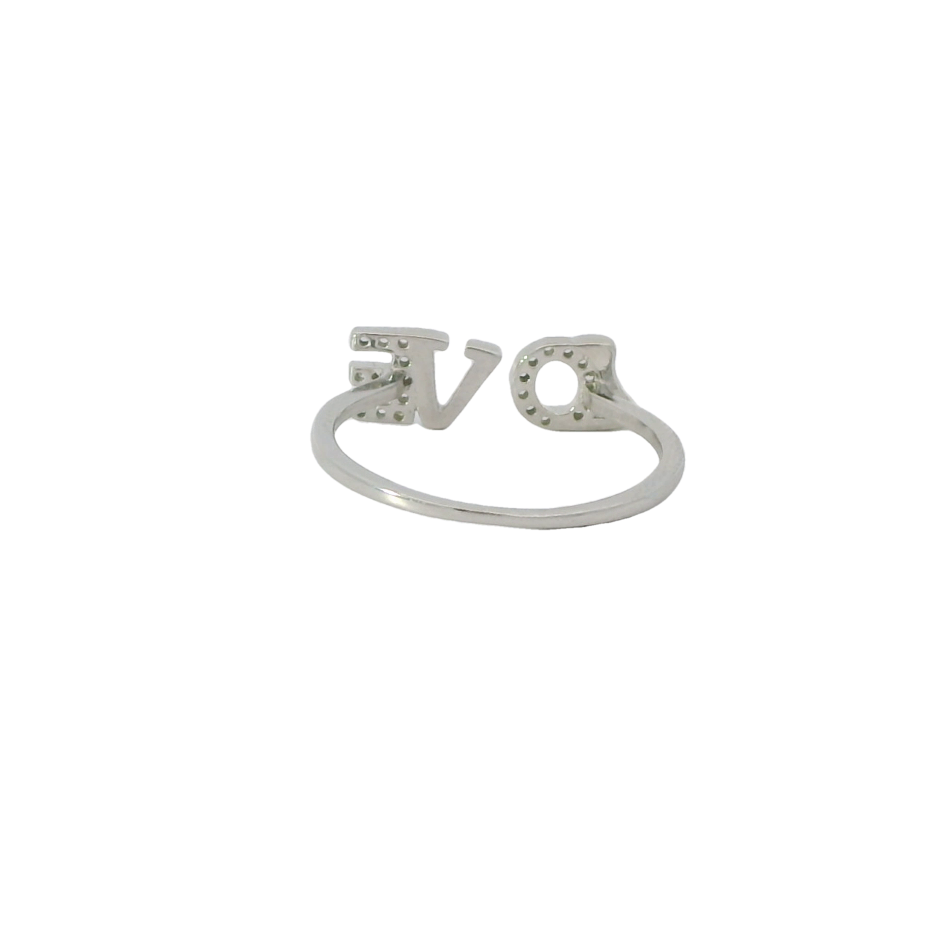 Sterling Silver Love with cubic zirconia adjustable ring