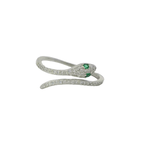 Sterling silver ring with cubic zirconia adjustable (Snake)